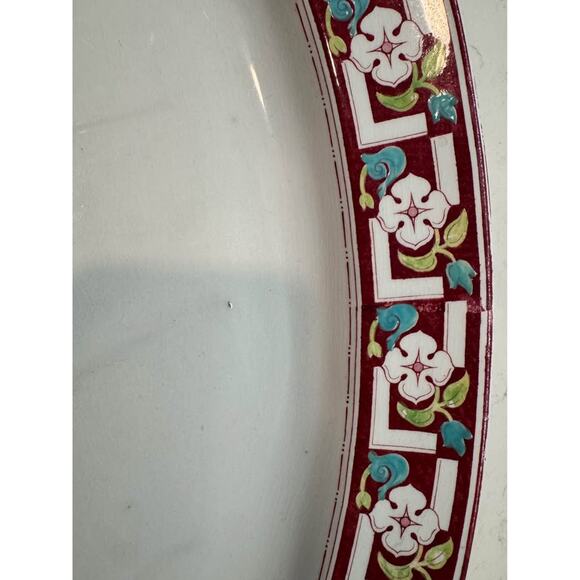 Brown Westhead Moore & Co 1860’s Antique LARGE Serving Platter Greek Key Floral - Picture 3 of 8
